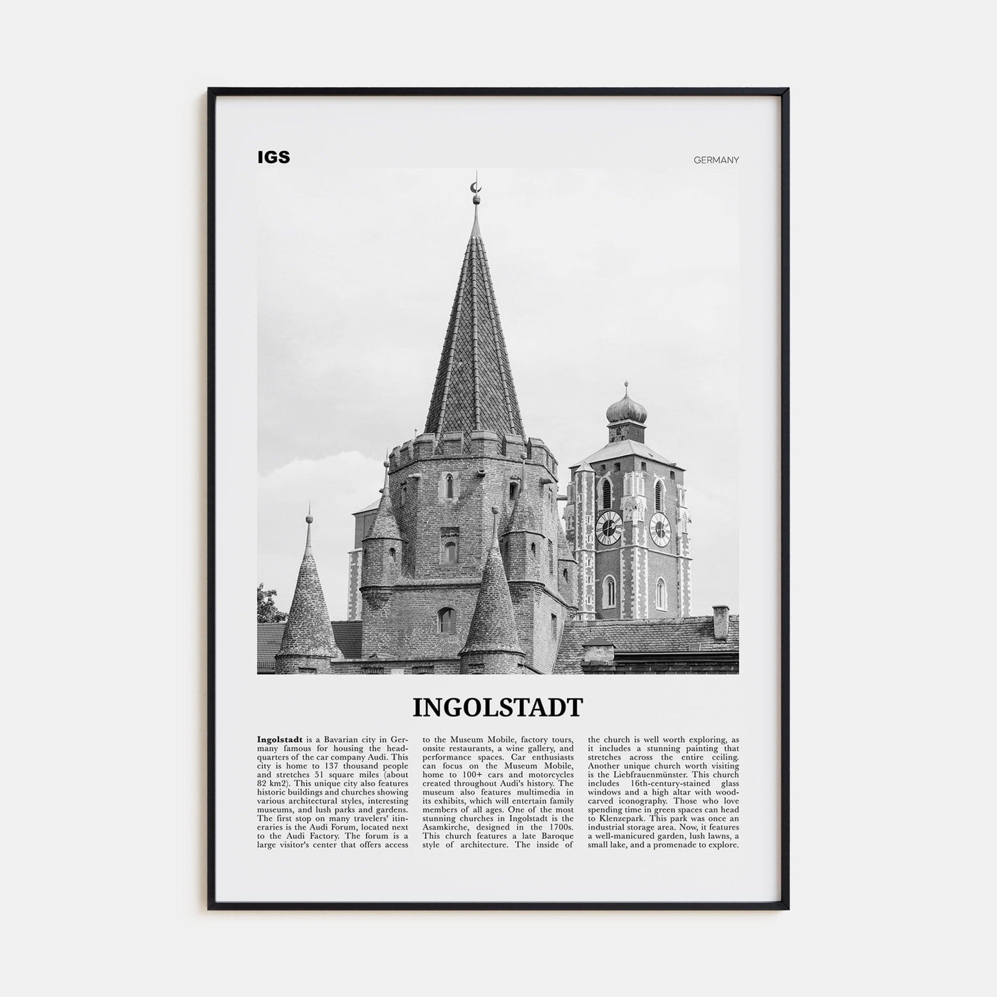 Ingolstadt Poster None / 8x12 in Nbourhood Travel B&W Poster