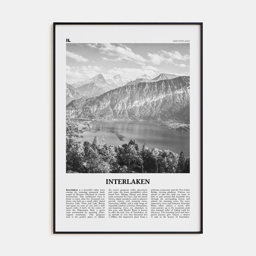 Interlaken Poster None / 8x12 in Nbourhood Travel B&W Poster