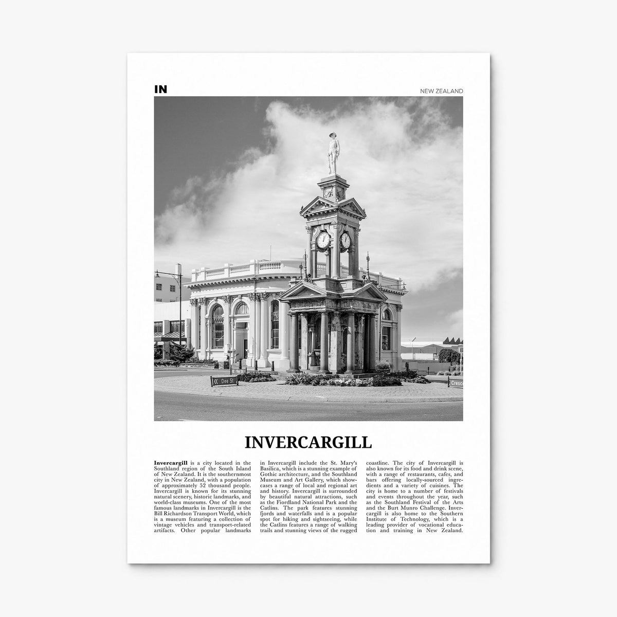 Invercargill Newspaper Poster, print only (unframed)