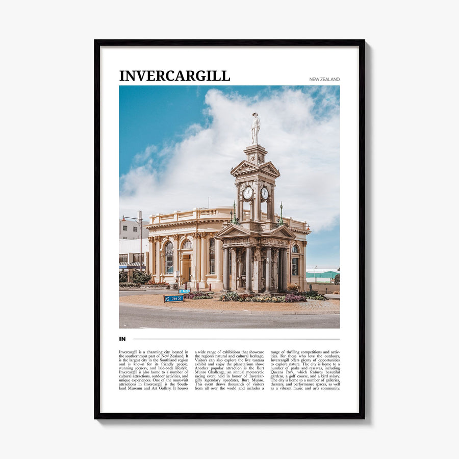 Invercargill Travel Poster, framed poster mockup