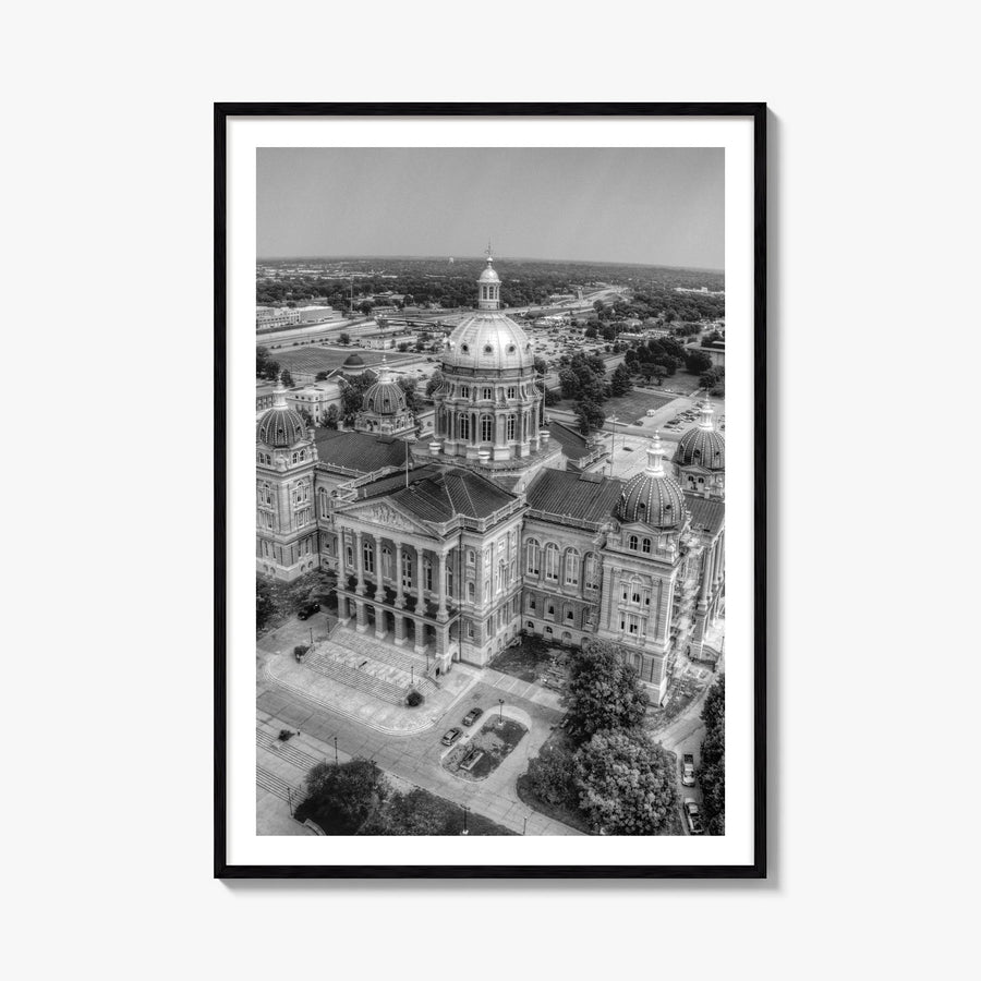 Iowa black & white photo poster of United States – vertical wall art, unframed print shown in interior mockup