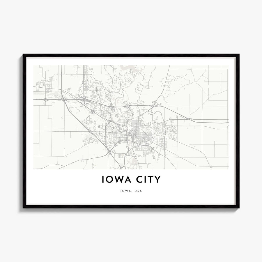 Iowa City Map Poster, framed poster mockup