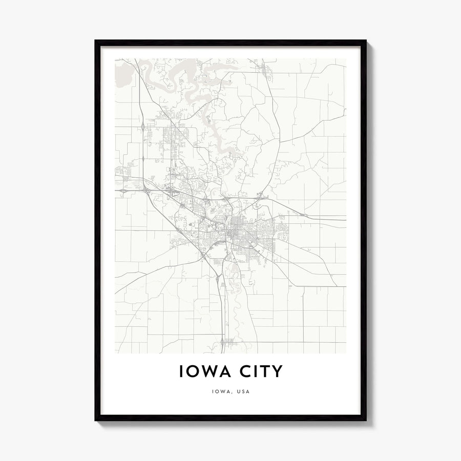 Iowa City Map Poster, framed poster mockup