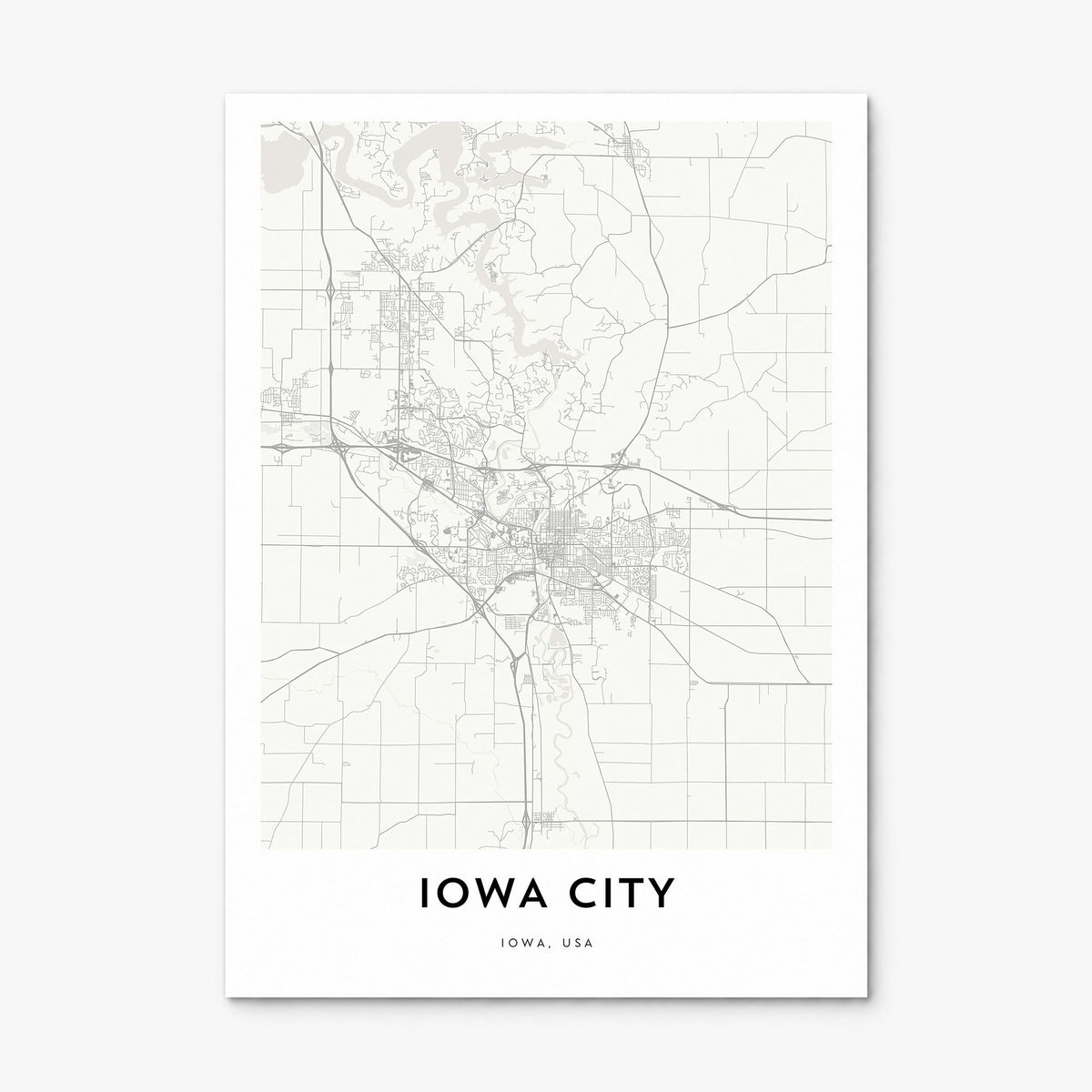 Iowa City Map Poster, print only (unframed)