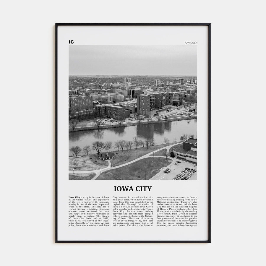 Iowa City Poster None / 8x12 in Nbourhood Travel B&W Poster