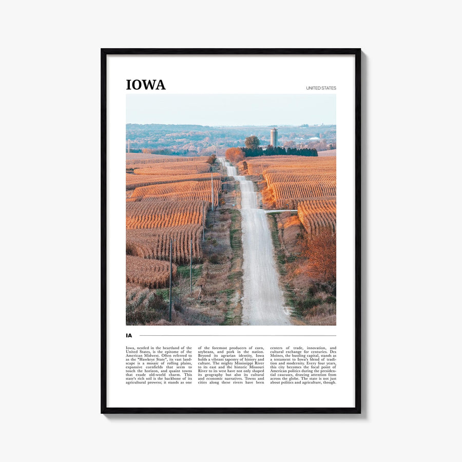 Iowa colorful travel poster of United States – vertical wall art, unframed print shown in interior mockup