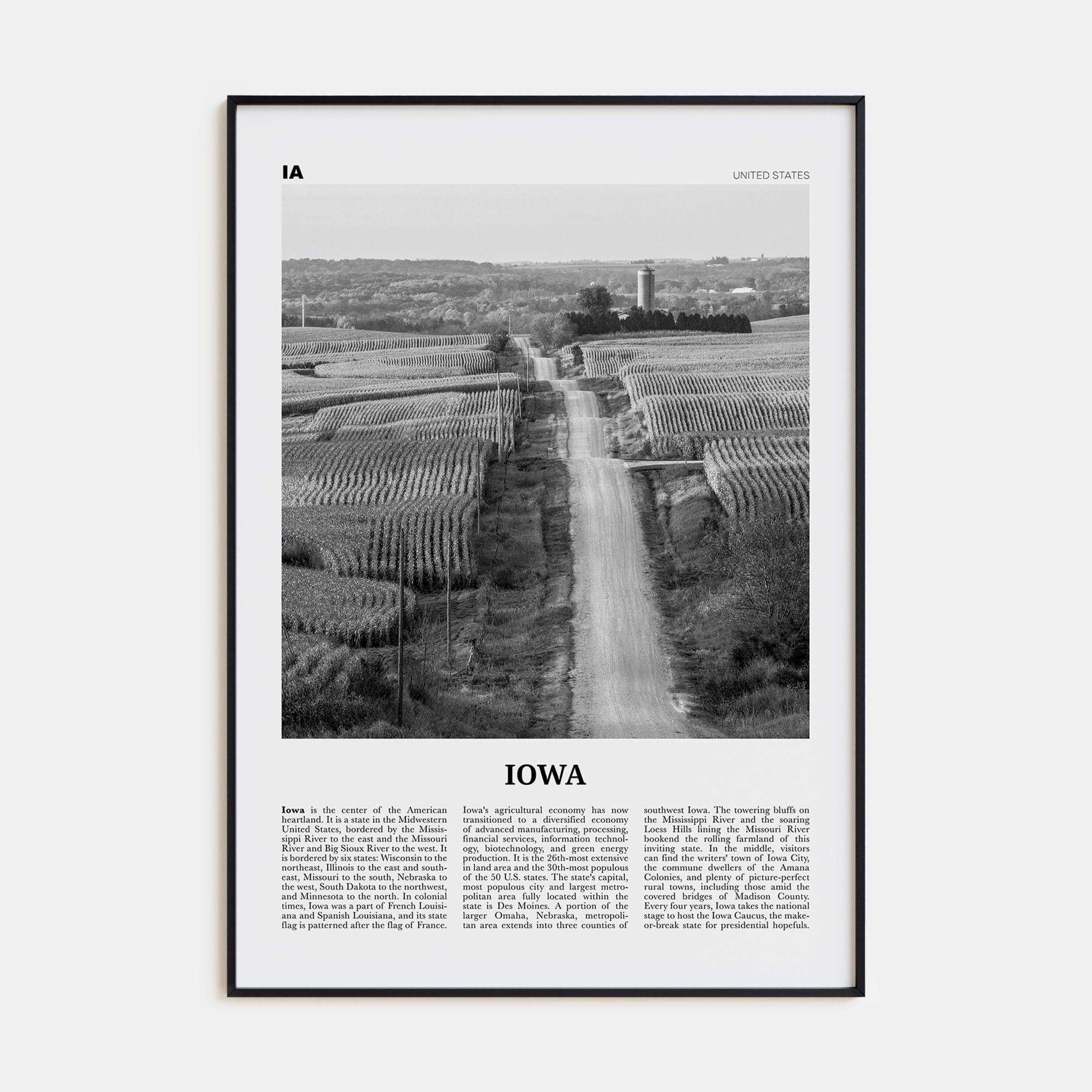 Iowa No 1 Poster None / 8x12 in Nbourhood Travel B&W Poster