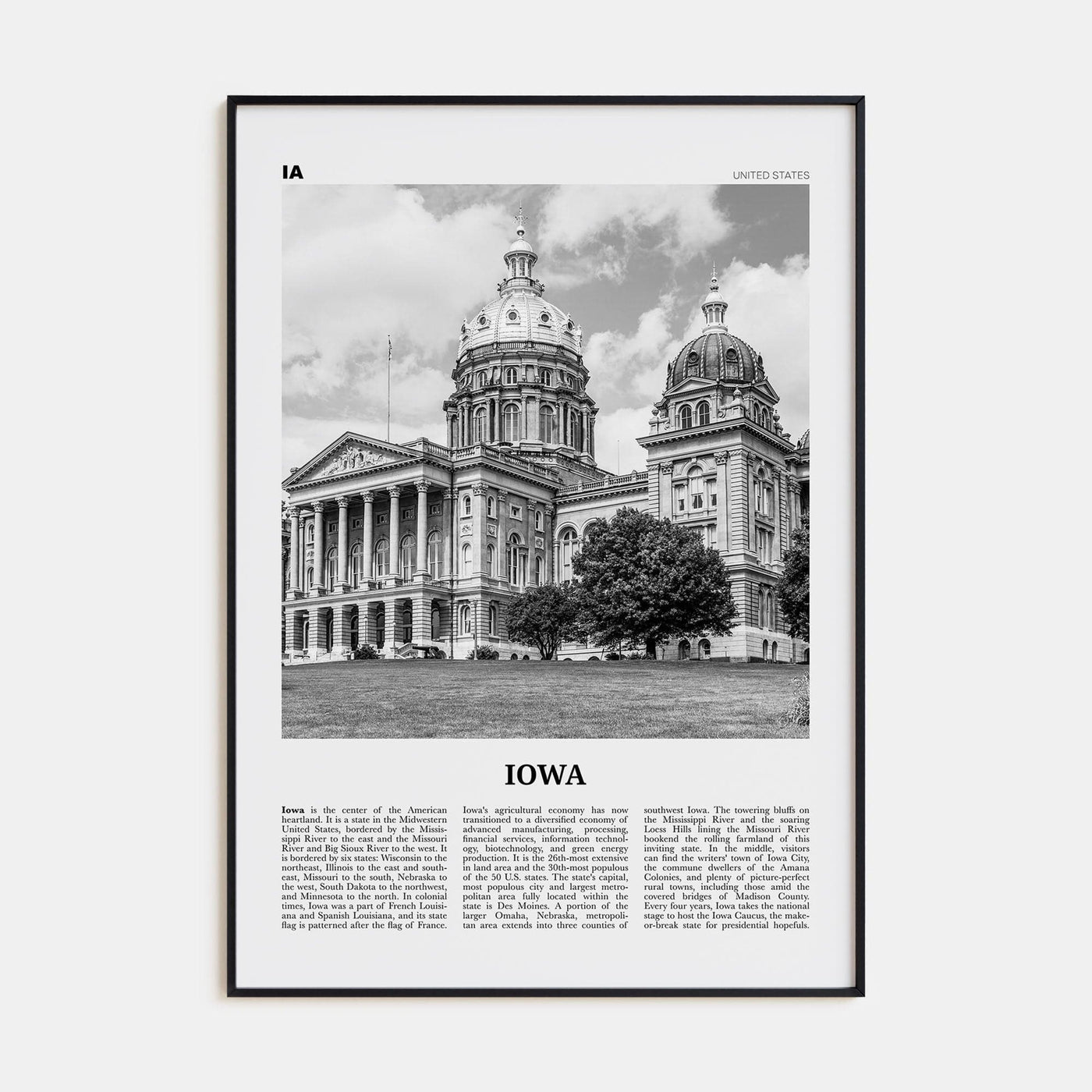 Iowa No 2 Poster None / 8x12 in Nbourhood Travel B&W Poster