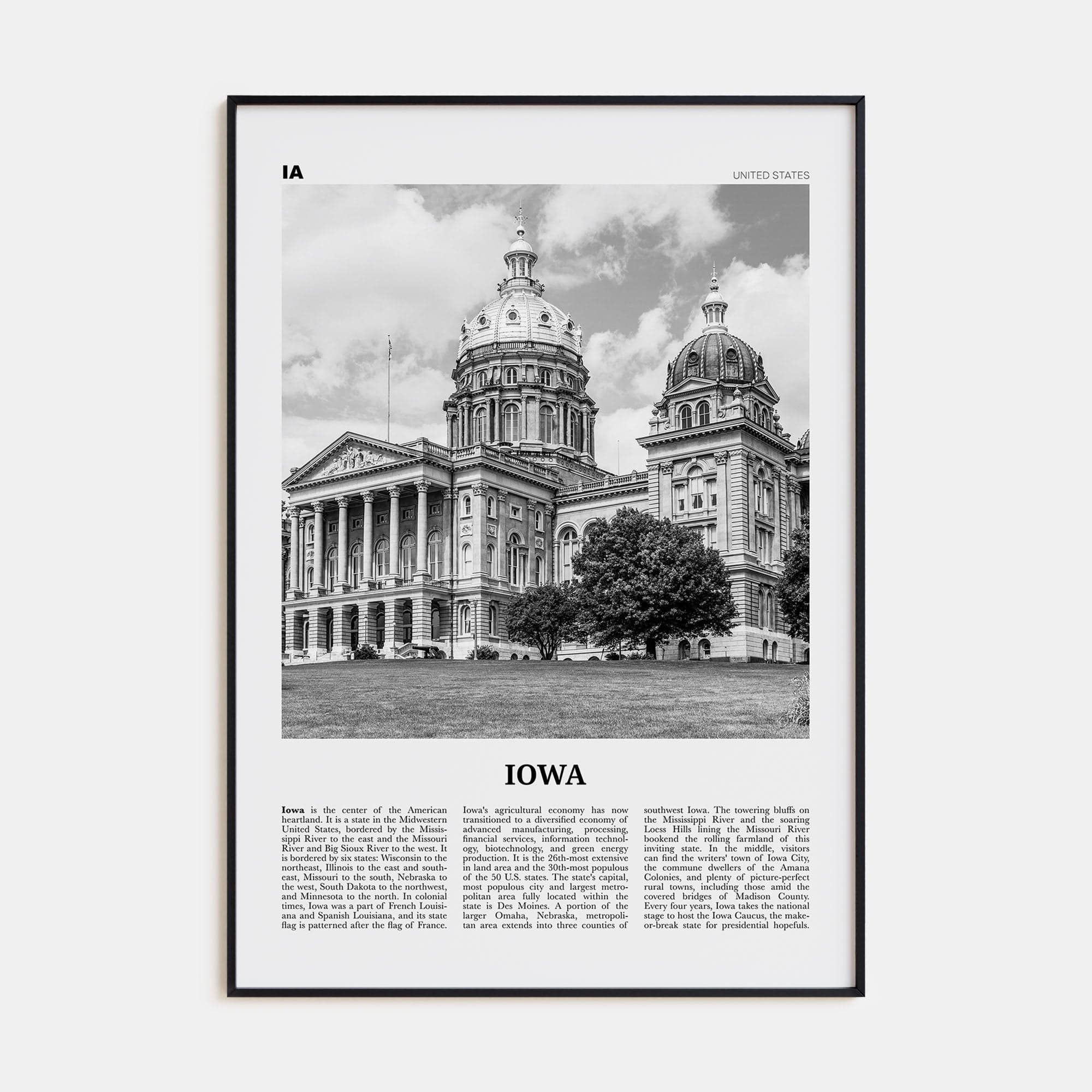 Iowa No 2 Poster None / 8x12 in Nbourhood Travel B&W Poster