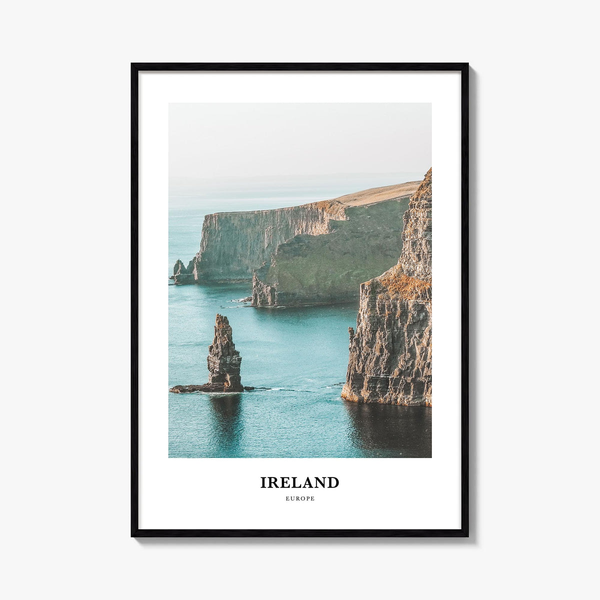Ireland colorful classic poster of Europe – vertical wall art, unframed print shown in interior mockup