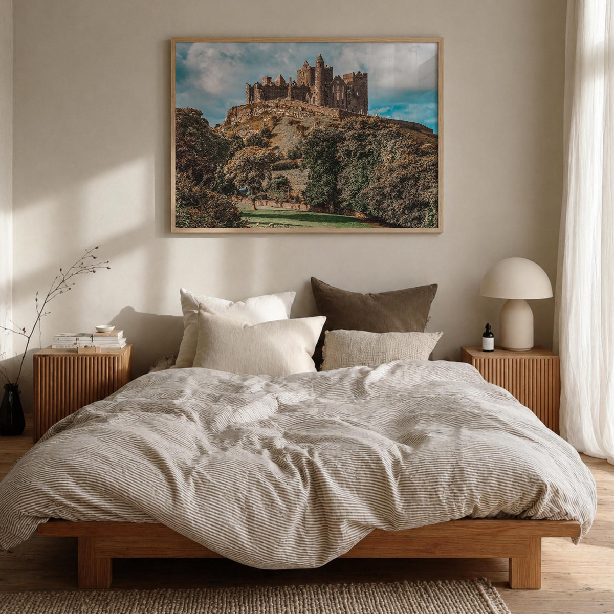 Ireland colorful photo poster of Europe – horizontal wall art in natural wood frame, hanging on wall