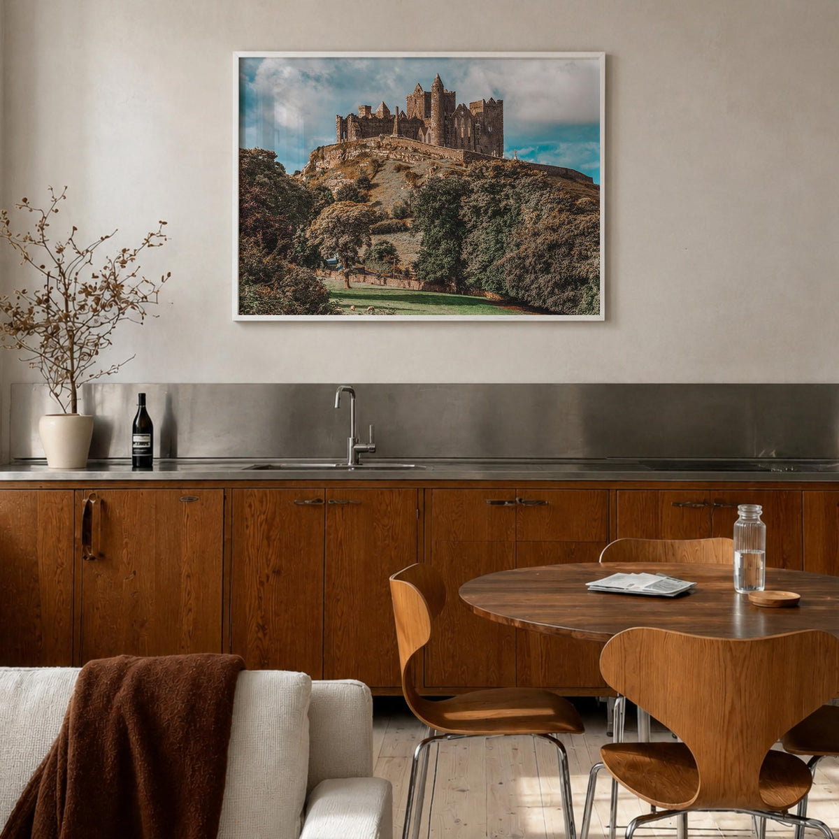 Ireland colorful photo poster of Europe – horizontal wall art in white wood frame, hanging on wall