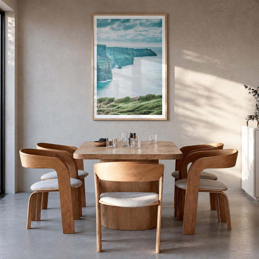 Ireland no. 1 colorful photo poster of Europe – vertical wall art in natural wood frame with white border, hanging on wall
