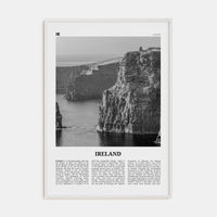 Ireland No 1 Poster White Wood / 8x12 in Nbourhood Travel B&W Poster