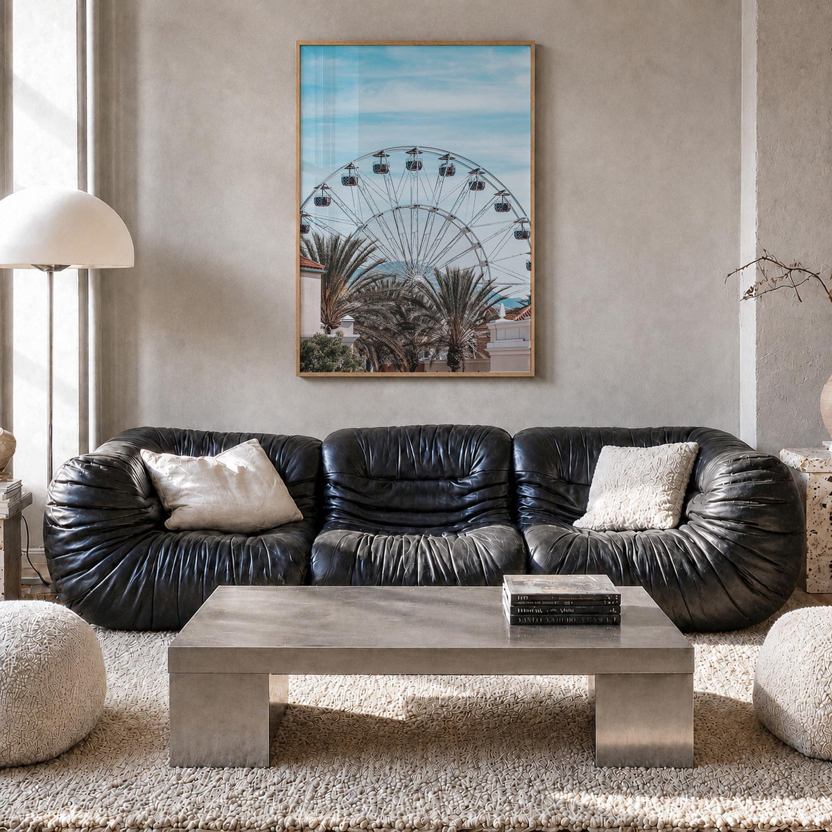 Irvine colorful photo poster of California, USA – vertical wall art in natural wood frame, hanging on wall
