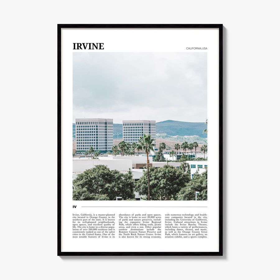 Irvine Travel Poster, framed poster mockup