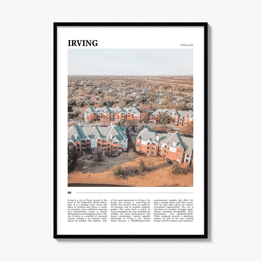 Irving Travel Poster, framed poster mockup