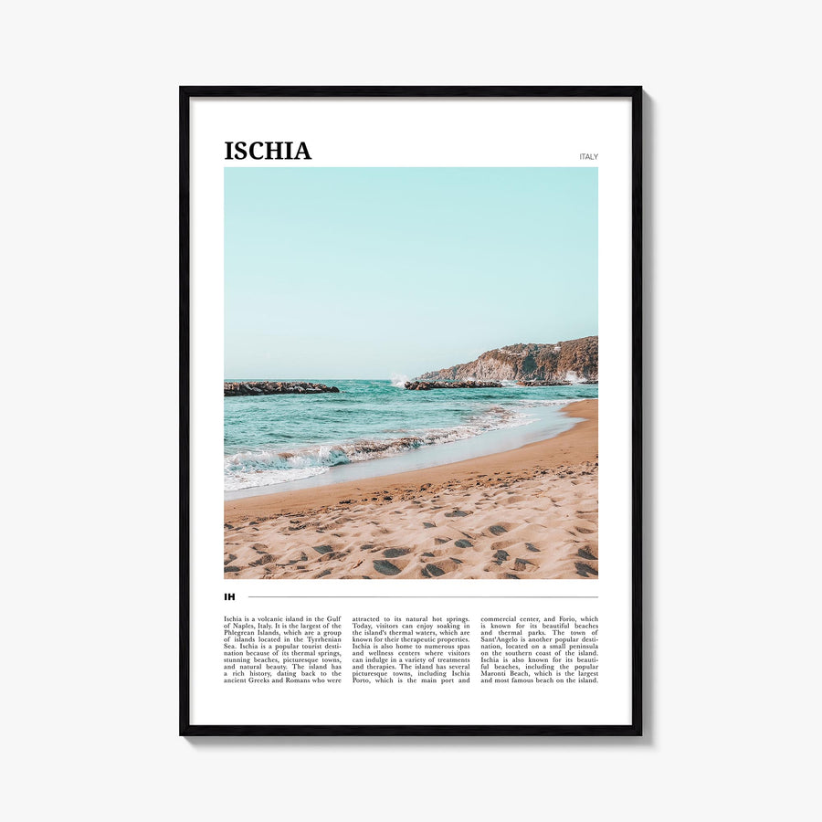 Ischia colorful travel poster of Italy – vertical wall art, unframed print shown in interior mockup