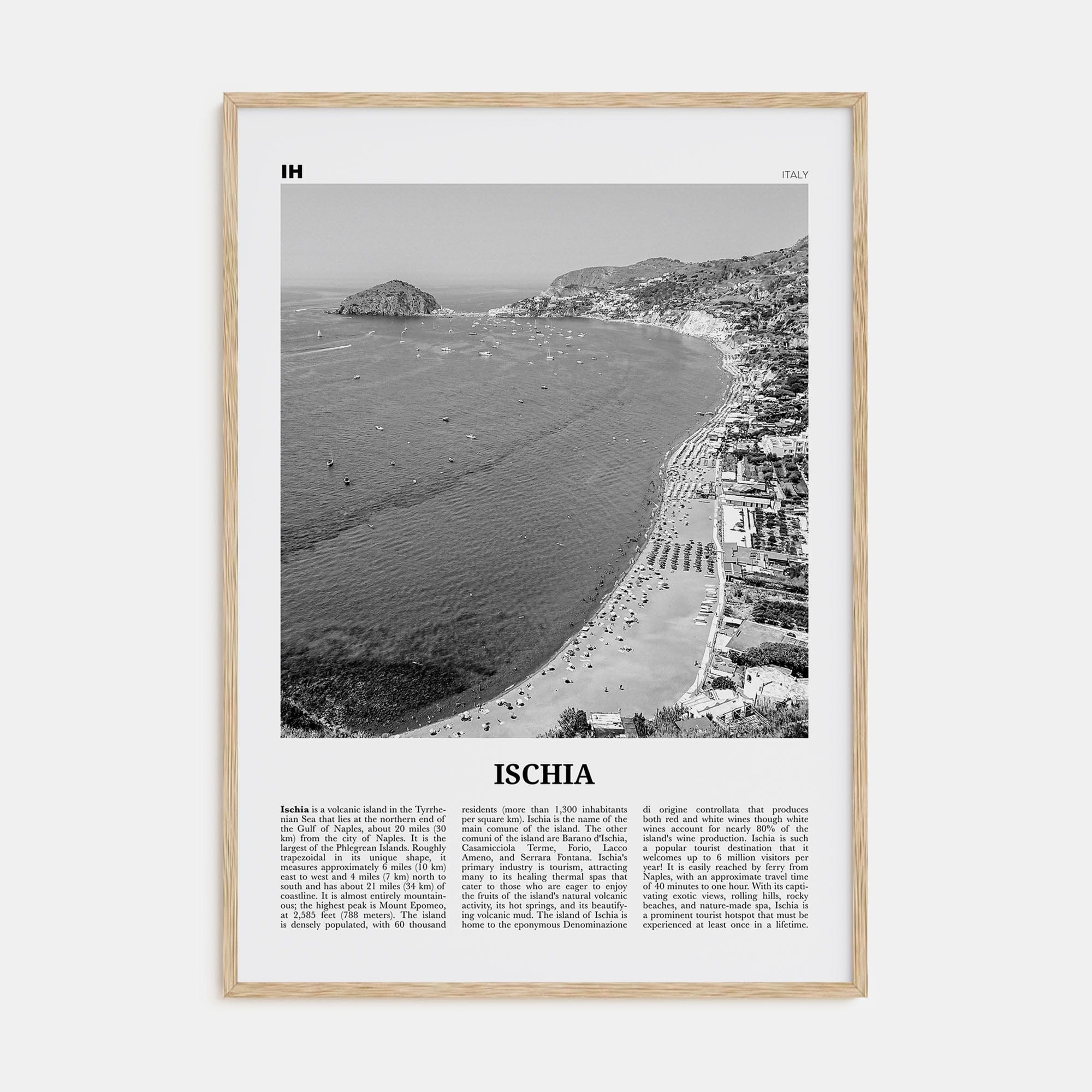 Ischia Poster Natural Wood / 8x12 in Nbourhood Travel B&W Poster