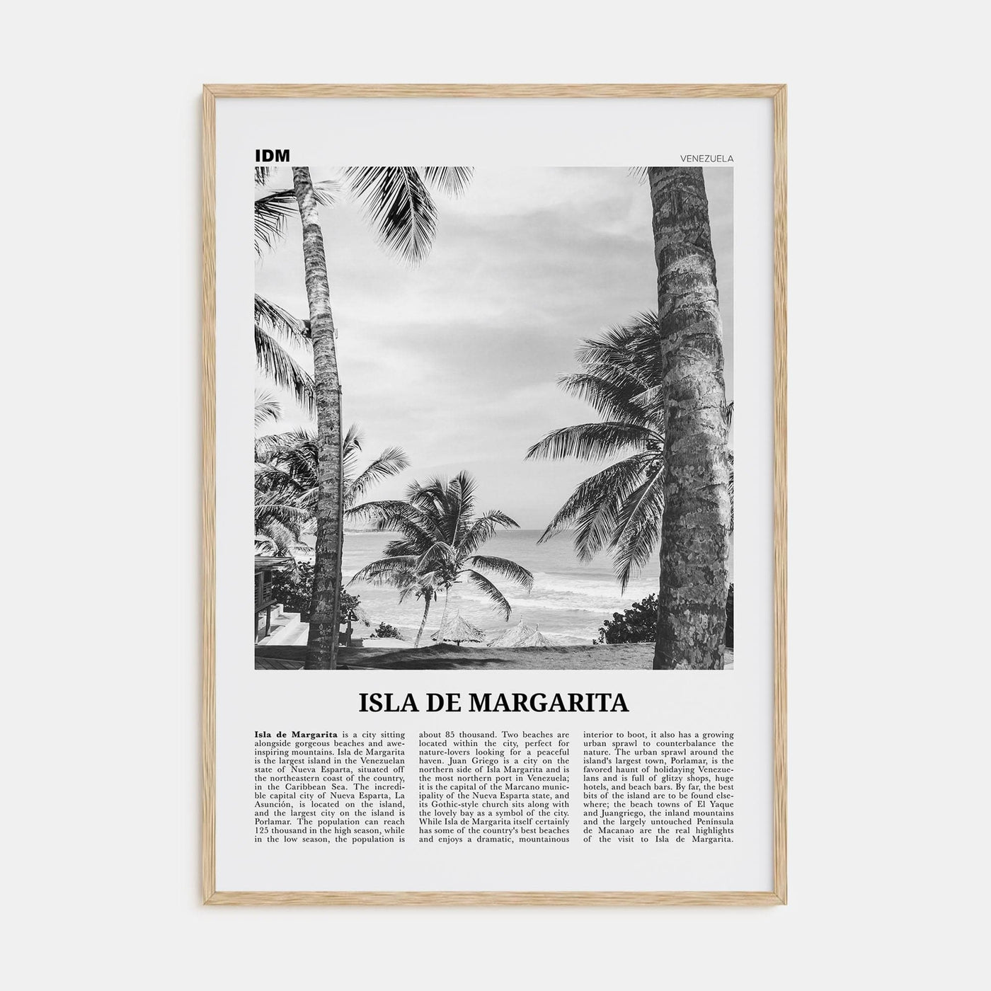 Isla de Margarita Poster Natural Wood / 8x12 in Nbourhood Travel B&W Poster