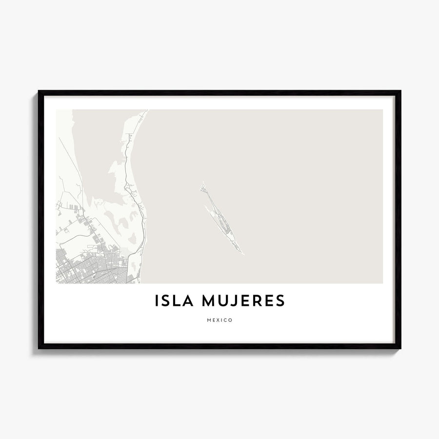 Isla Mujeres Map Poster, framed poster mockup