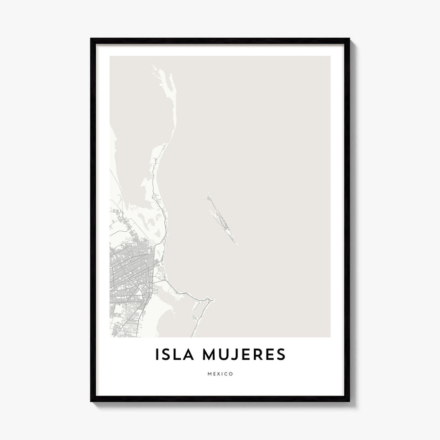 Isla Mujeres Map Poster, framed poster mockup