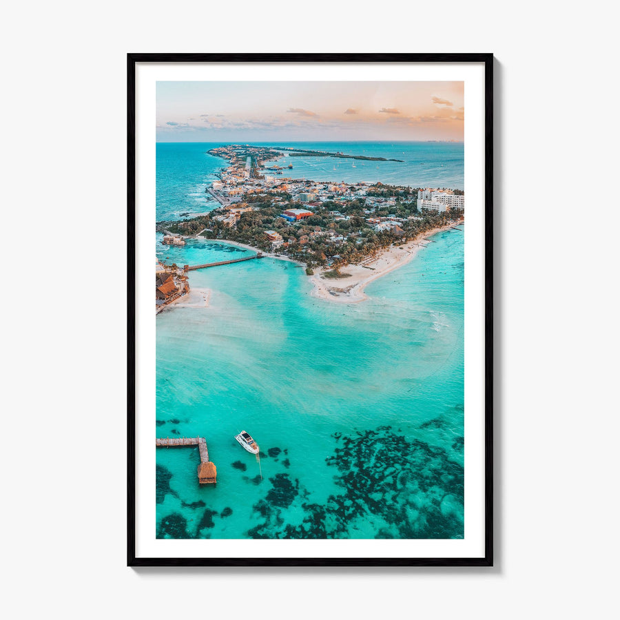 Isla Mujeres Photo Poster, framed poster mockup, white border