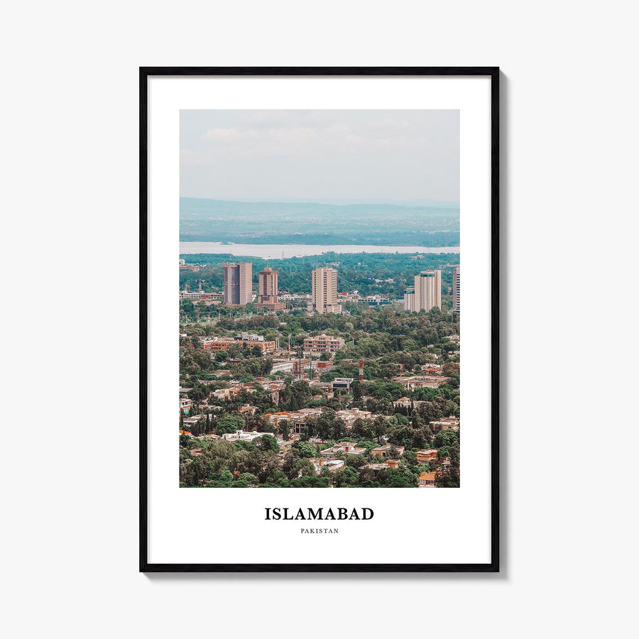 Islamabad colorful classic poster of Pakistan – vertical wall art, unframed print shown in interior mockup