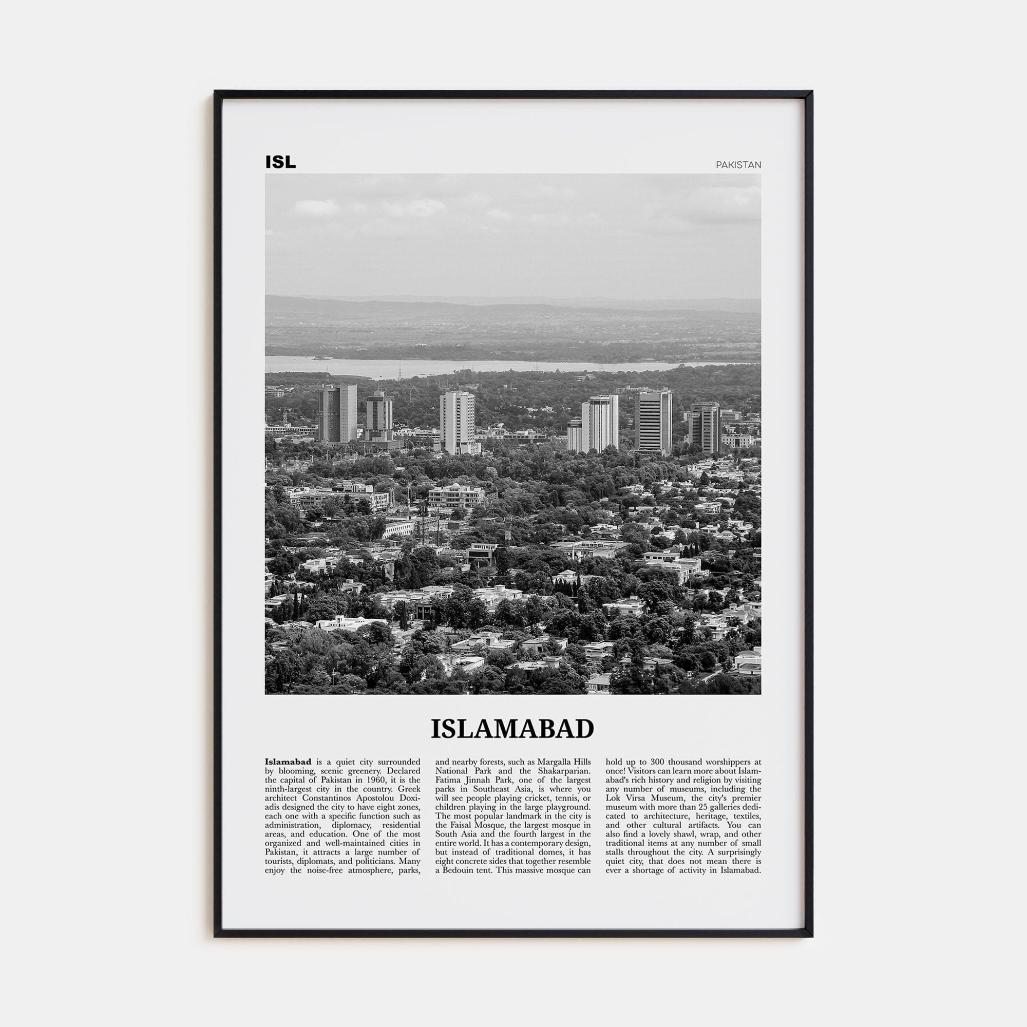 Islamabad Poster None / 8x12 in Nbourhood Travel B&W Poster