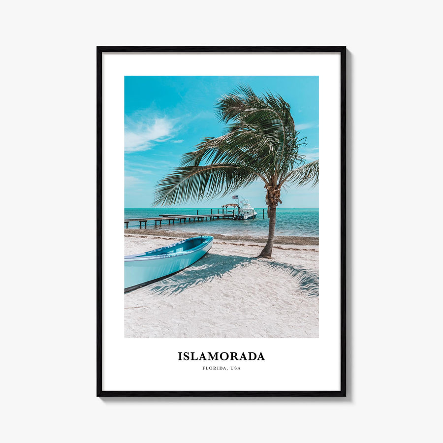 Islamorada colorful classic poster of Florida, USA – vertical wall art, unframed print shown in interior mockup