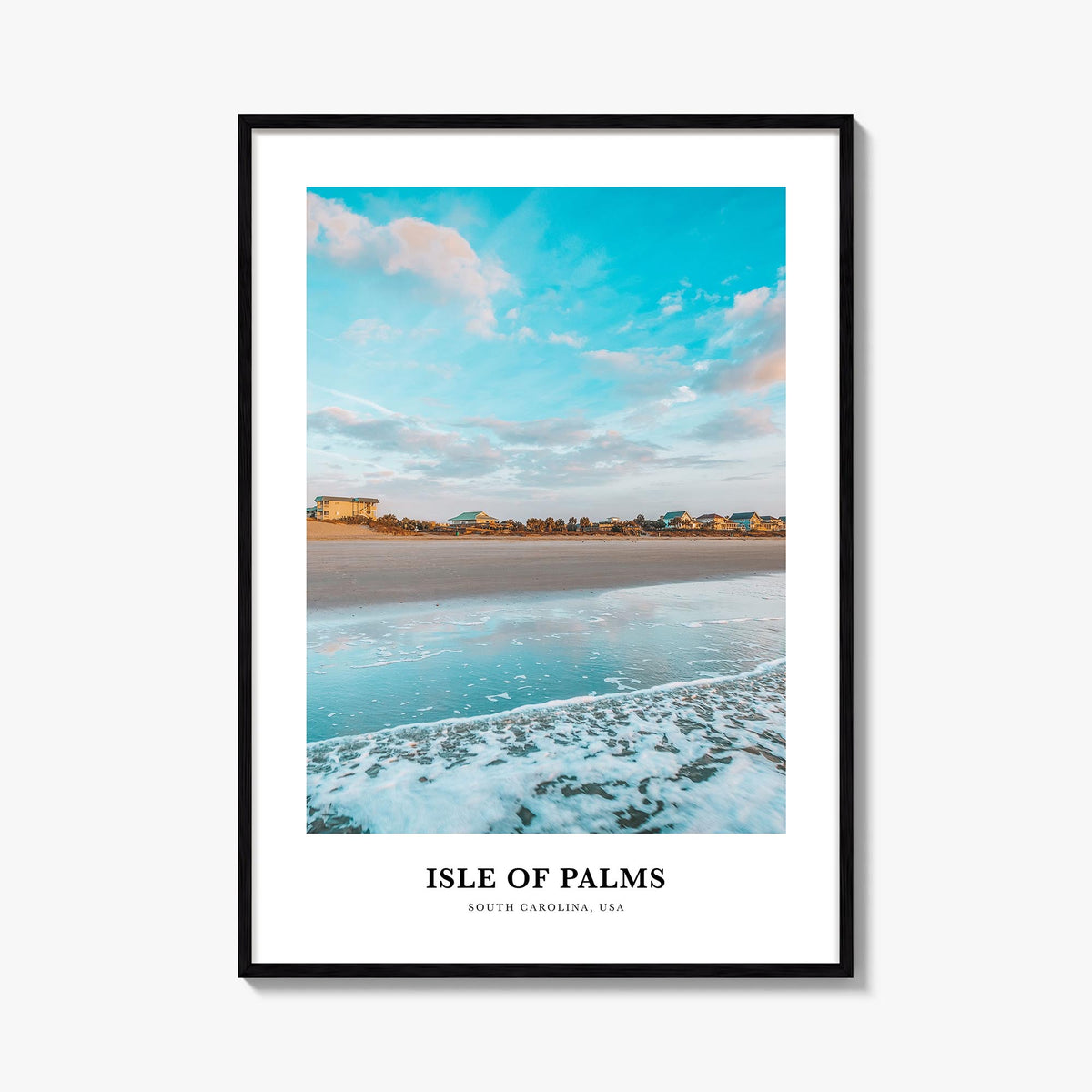 Isle of Palms colorful classic poster of South Carolina, USA – vertical wall art, unframed print shown in interior mockup