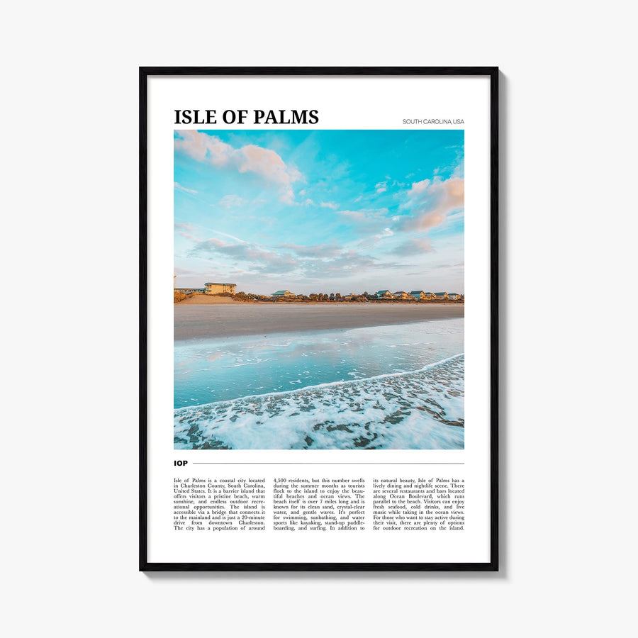 Isle of Palms colorful travel poster of South Carolina, USA – vertical wall art, unframed print shown in interior mockup