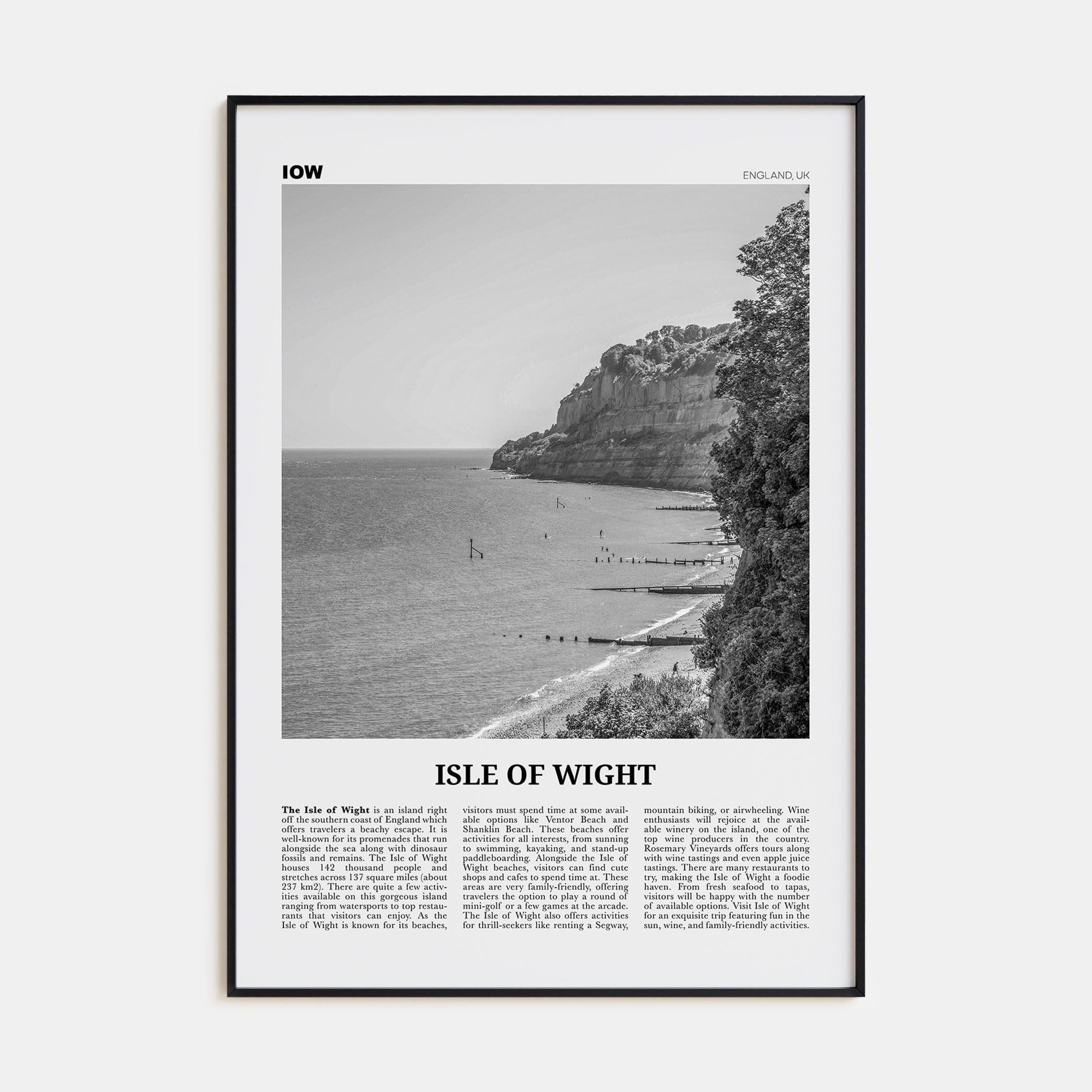 Isle of Wight Poster None / 8x12 in Nbourhood Travel B&W Poster