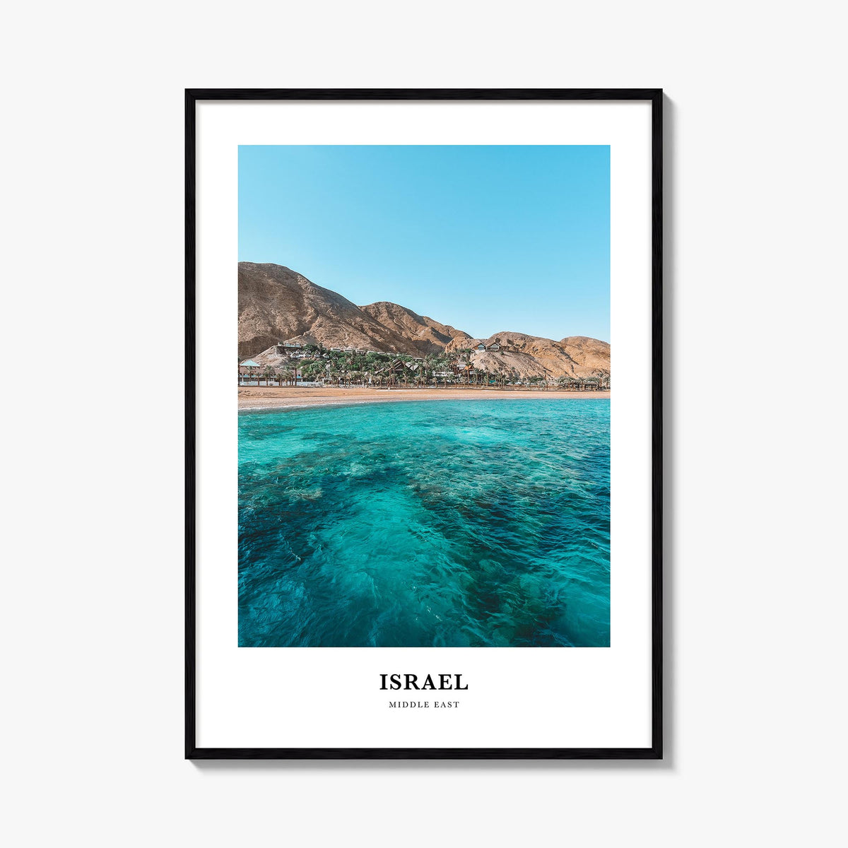 Israel colorful classic poster of Middle East – vertical wall art, unframed print shown in interior mockup