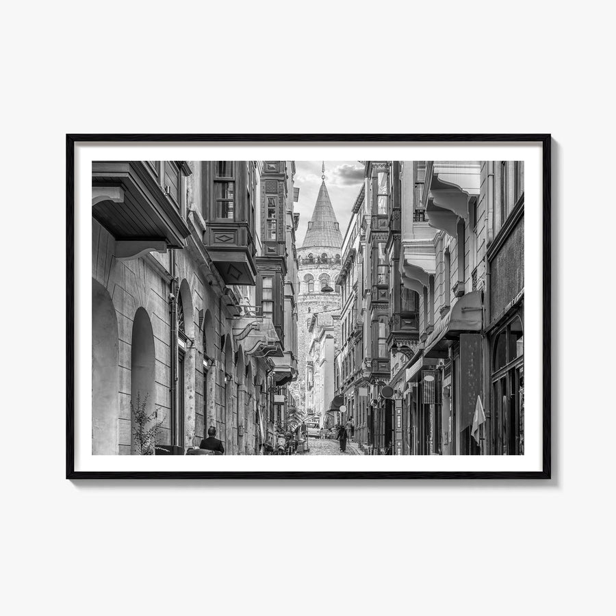 Istanbul black & white photo poster of Türkiye – horizontal wall art, unframed print shown in interior mockup