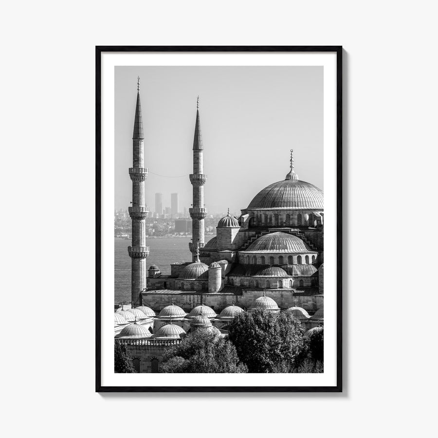 Istanbul black & white photo poster of Türkiye – vertical wall art, unframed print shown in interior mockup