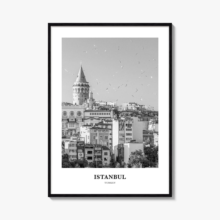 Istanbul no. 1 black & white classic poster of Türkiye – vertical wall art, unframed print shown in interior mockup
