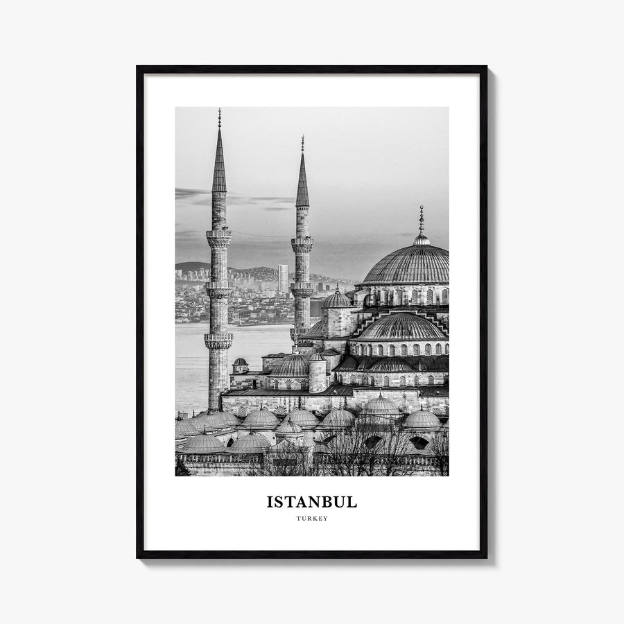 Istanbul no. 2 black & white classic poster of Türkiye – vertical wall art, unframed print shown in interior mockup