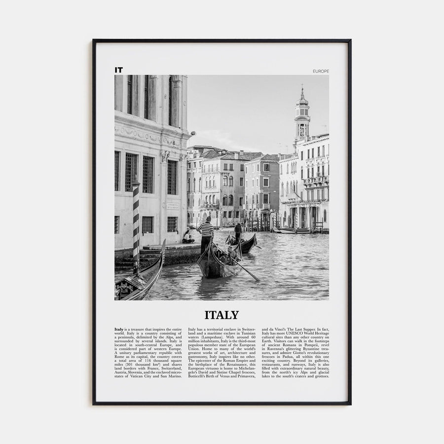 Italy No 1 Poster None / 8x12 in Nbourhood Travel B&W Poster