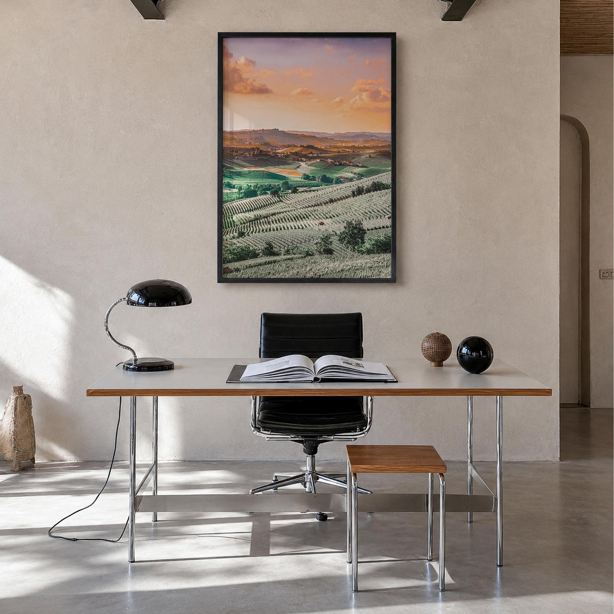 Italy no. 2 colorful photo poster of Europe – vertical wall art in black wood frame, hanging on wall