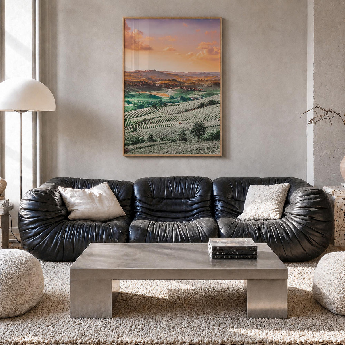 Italy no. 2 colorful photo poster of Europe – vertical wall art in natural wood frame, hanging on wall