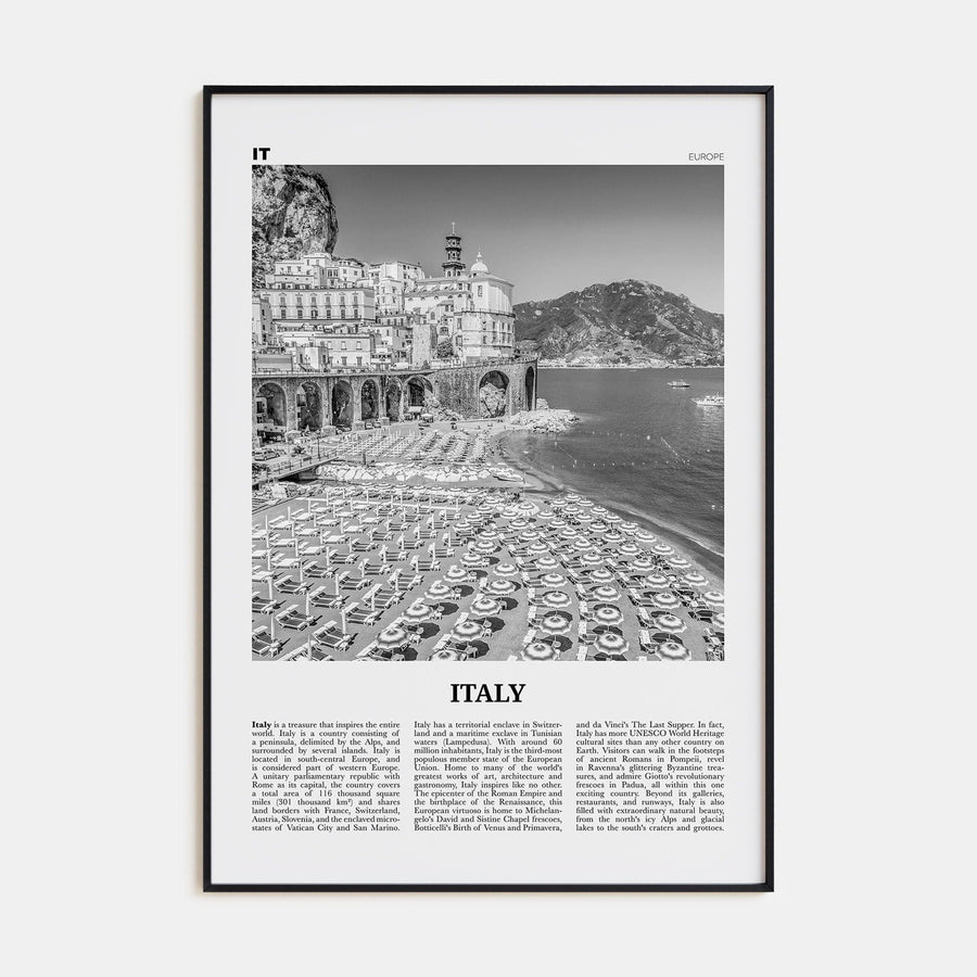 Italy No 2 Poster None / 8x12 in Nbourhood Travel B&W Poster