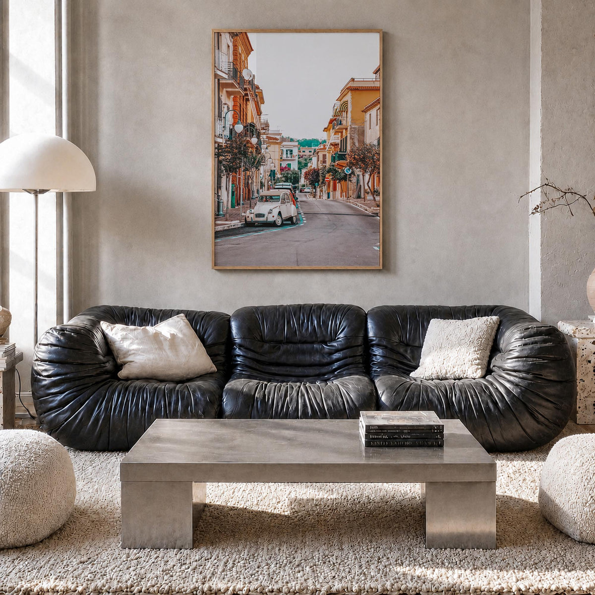 Italy no. 5 colorful photo poster of Europe – vertical wall art in natural wood frame, hanging on wall