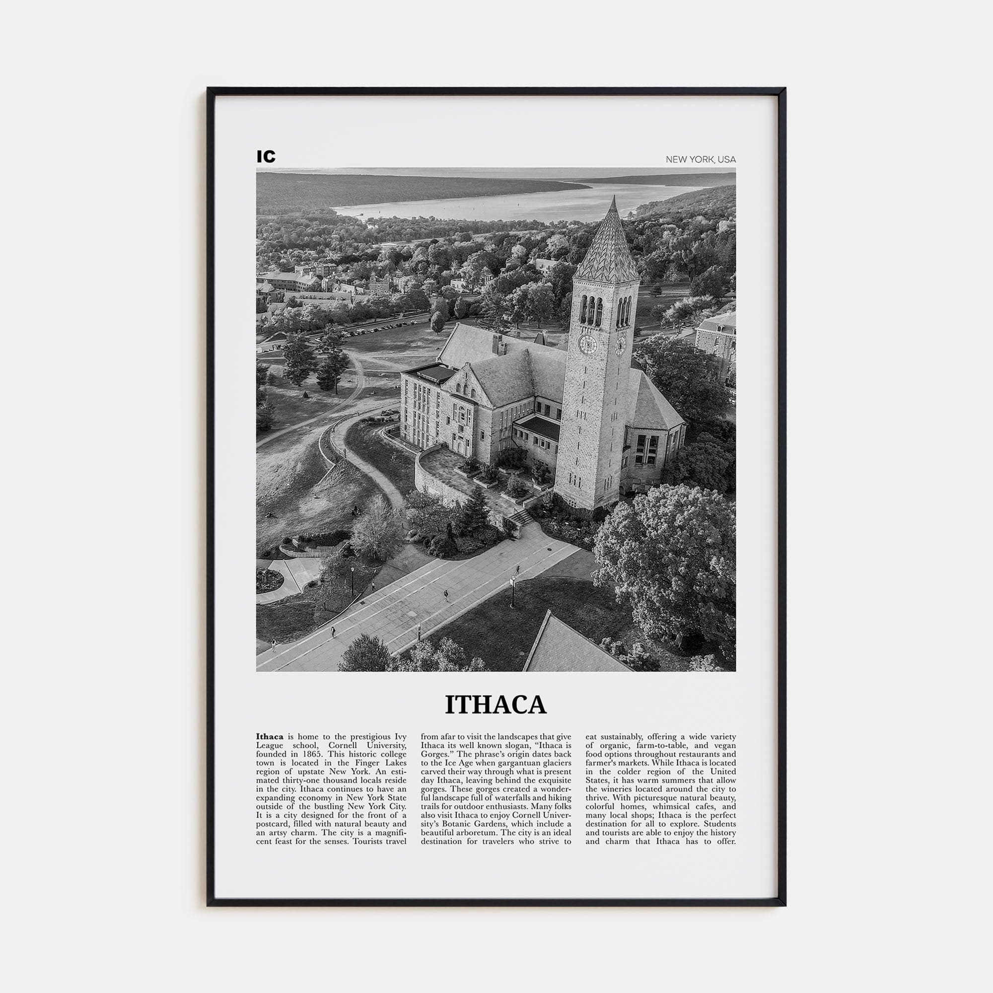 Ithaca Poster None / 8x12 in Nbourhood Travel B&W Poster