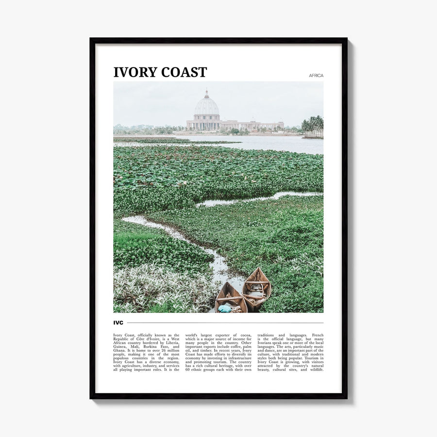 Ivory Coast Travel Poster, framed poster mockup