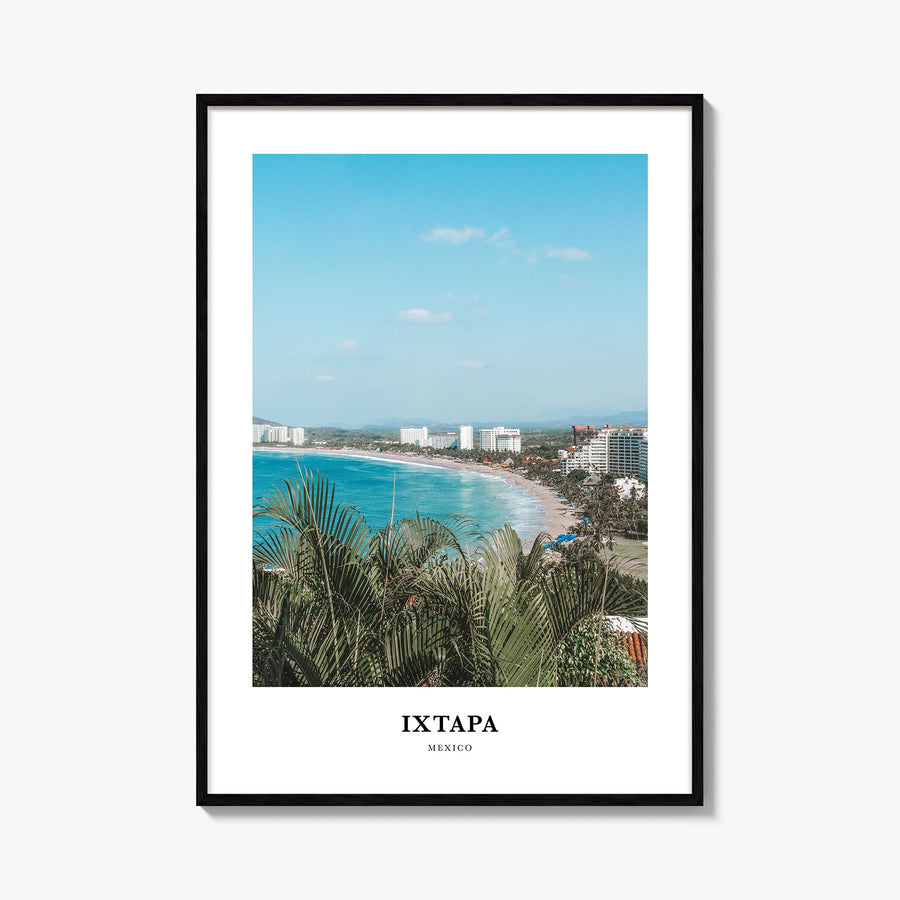 Ixtapa colorful classic poster of Mexico – vertical wall art, unframed print shown in interior mockup