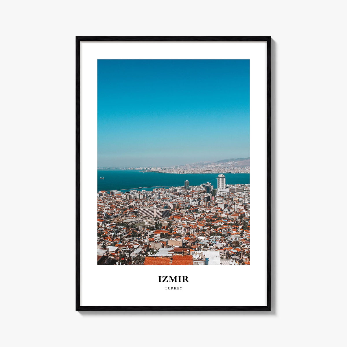 Izmir colorful classic poster of Türkiye – vertical wall art, unframed print shown in interior mockup