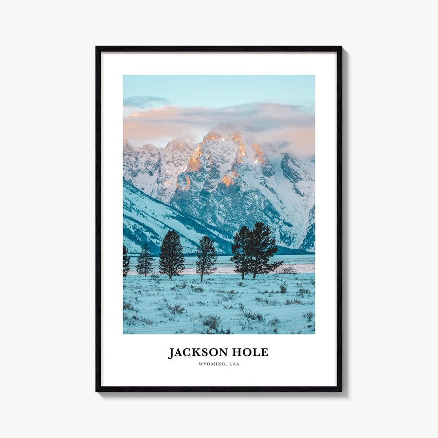 Jackson Hole colorful classic poster of Wyoming, USA – vertical wall art, unframed print shown in interior mockup