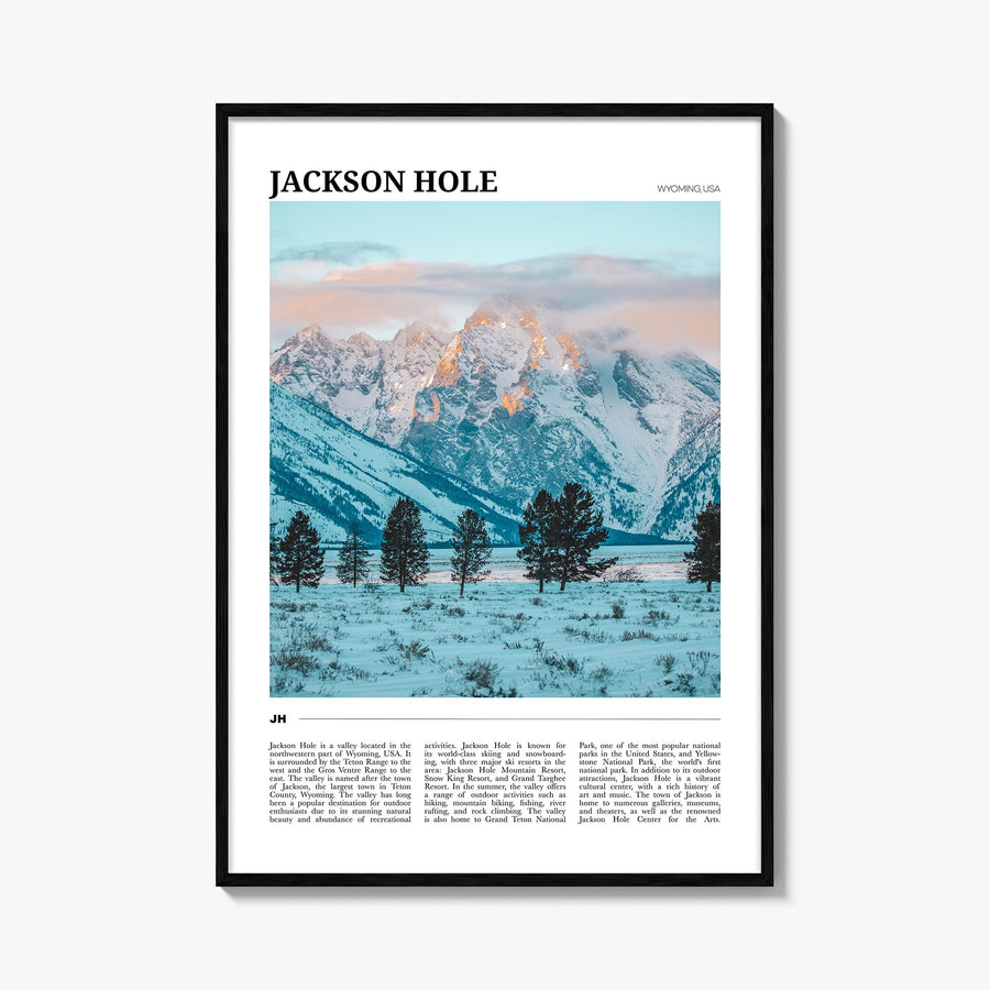 Jackson Hole colorful travel poster of Wyoming, USA – vertical wall art, unframed print shown in interior mockup