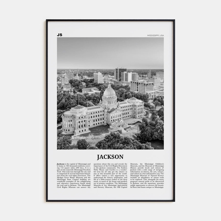 Jackson, Mississippi No 1 Poster None / 8x12 in Nbourhood Travel B&W Poster